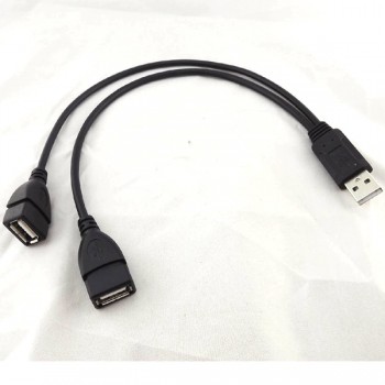 High Quality 2016 New USB 2.0 A Male to 2 Dual Female Jack Y Splitter Hub Power Cord Adapter Cable Hot
