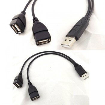 High Quality 2016 New USB 2.0 A Male to 2 Dual Female Jack Y Splitter Hub Power Cord Adapter Cable Hot