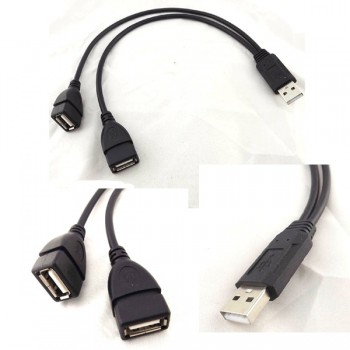 High Quality 2016 New USB 2.0 A Male to 2 Dual Female Jack Y Splitter Hub Power Cord Adapter Cable Hot