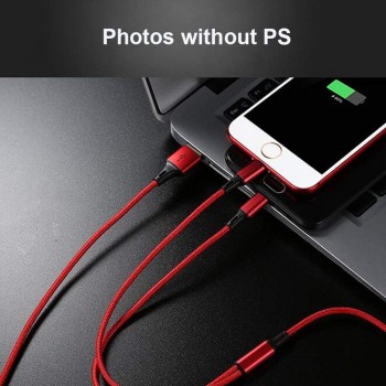 Multi USB Cable-3 in 1 Charger Cable Nylon Braided 4ft (1.2M) Alluminum Connector USB Charging Cord Compatible with iPhoneX,iP