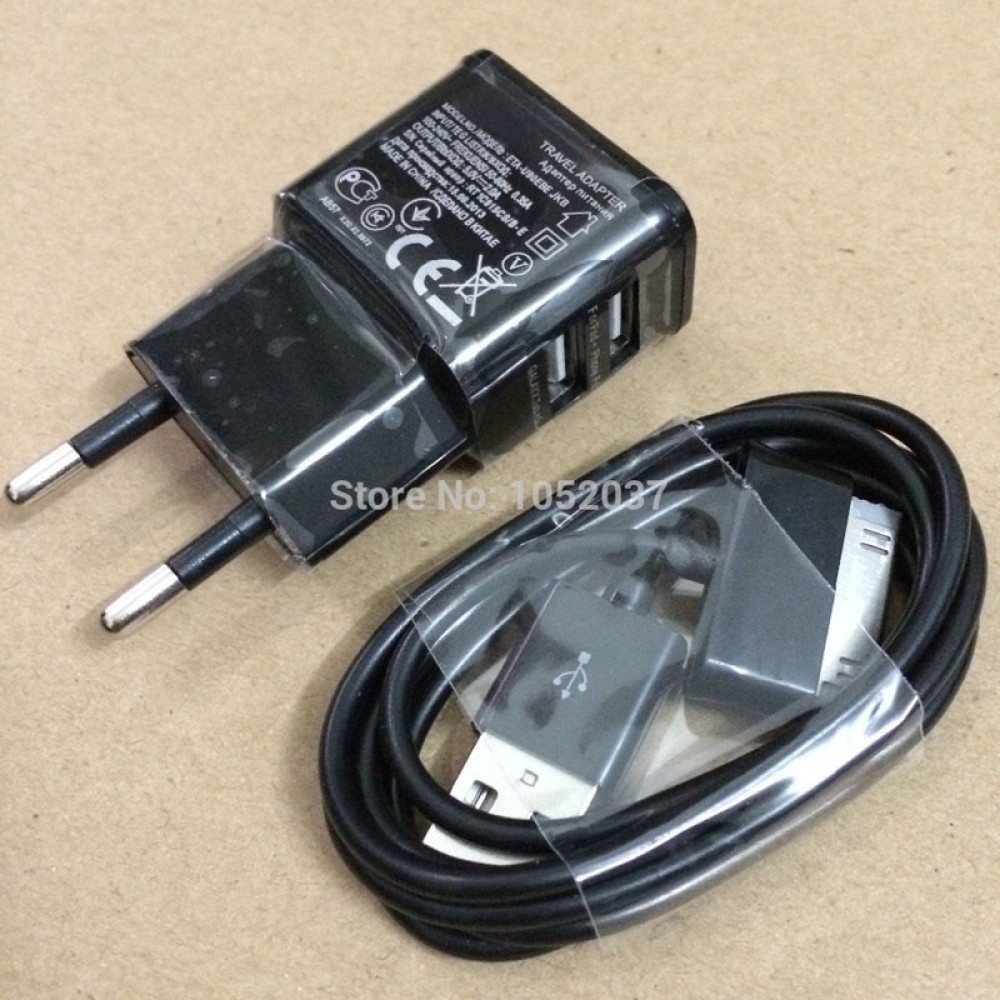 Dual 2 Ports USB Charger Power Adapter +Data Cable Charging SYNC Cord for Samsung Galaxy tab 2 P1000 P7500 P5100 P3100 N8000 8.9