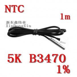 free delivery 1pcs 1 m NTC thermistor temperature sensor waterproof probe wire 5 K 1% 3470 black