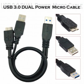 50CM USB 3.0 Dual Power Y Shape 2 X Type a to Micro B high speed upto 5 Gbps data transfer cable for External Hard Drives