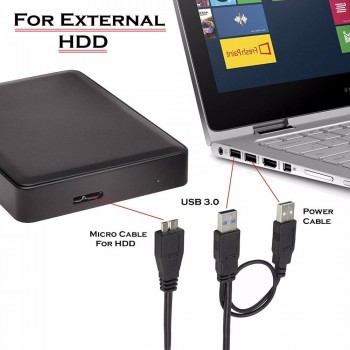 50CM USB 3.0 Dual Power Y Shape 2 X Type a to Micro B high speed upto 5 Gbps data transfer cable for External Hard Drives