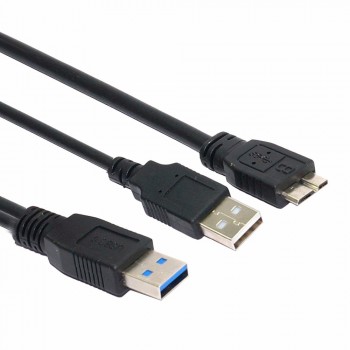 50CM USB 3.0 Dual Power Y Shape 2 X Type a to Micro B high speed upto 5 Gbps data transfer cable for External Hard Drives