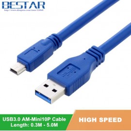 USB 3.0 A Male AM to Mini USB 3.0 Mini 10pin Male USB3.0 Cable 0.3m 0.6m 1m 1.5m 1.8m 3m 5m 1ft 2ft 3ft 5ft 6ft 10ft 3 5 Meters