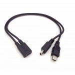 Mini USB 1 to 2 Y Splitter Cable,USB 2.0 Mini 5-Pin Female to Double 2 Male Converter High Speed Charging Cable Cord