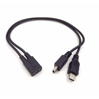 Mini USB 1 to 2 Y Splitter Cable,USB 2.0 Mini 5-Pin Female to Double 2 Male Converter High Speed Charging Cable Cord