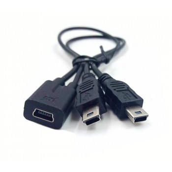 Mini USB 1 to 2 Y Splitter Cable,USB 2.0 Mini 5-Pin Female to Double 2 Male Converter High Speed Charging Cable Cord
