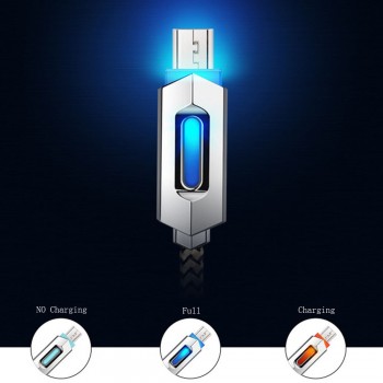 USB3.1 Nylon Braided Lights LED Micro USB Cable Android Sync Data Cable Universal usb cable Data Charging mini usb cable