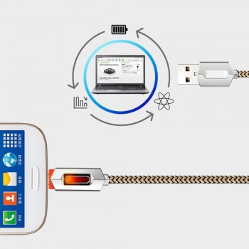 USB3.1 Nylon Braided Lights LED Micro USB Cable Android Sync Data Cable Universal usb cable Data Charging mini usb cable