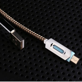 USB3.1 Nylon Braided Lights LED Micro USB Cable Android Sync Data Cable Universal usb cable Data Charging mini usb cable