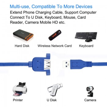EGRINCY USB3.0 Extension Cable USB 3.0 Cable Male to Female Data Sync With Screw Panel Mount  Connector For PC Printer Hard Disk