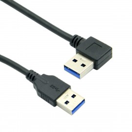 0.4m Right Angled 90 Degree USB 3.0 A Type Male to Straight A Type Male Data Cable