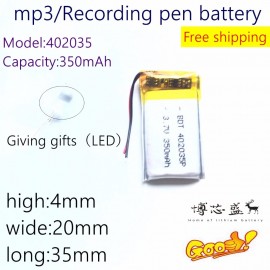 402035 3.7V 350mAh 042035 Lithium Polymer Li-Po li ion Rechargeable Battery cells For Mp3 MP4 MP5 GPS mobile tablet battery