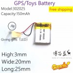 3.7V,150mAH,[302025] Polymer lithium ion / Li-ion battery for voice recorder pen,smartband,smart watch;bluetooth