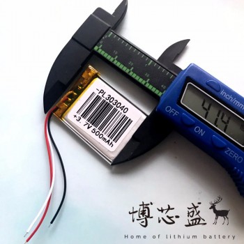 3.7V,500mAH,[303040]Three lead lines PLIB; polymer lithium ion / Li-ion battery for dvr,GPS,mp3,mp4,cell phone,speaker