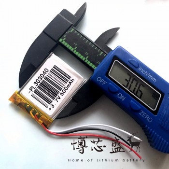 3.7V,500mAH,[303040]Three lead lines PLIB; polymer lithium ion / Li-ion battery for dvr,GPS,mp3,mp4,cell phone,speaker