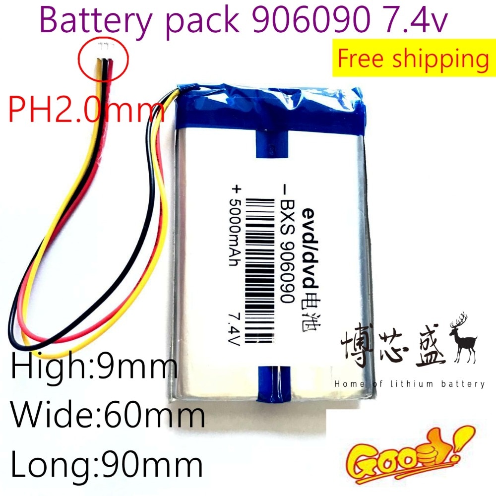 7.4V mobile DVD battery 906090 5000mAh portable DVD battery EVD large capacity lithium polymer battery custom Rechargeable Li-io