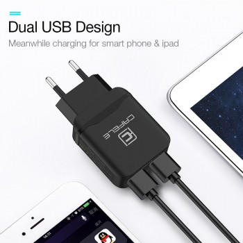 Cafele Portable Dual USB Charger EU/ US Universal DC 5V 2.4Ax2 12W Portable Charger for iPhone Samsung Phone Charger