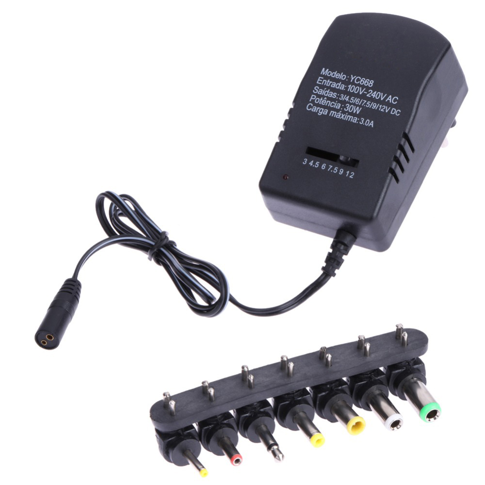 Wholesale Universal AC DC Adapter Converter 6 Plug DC 3, 4.5, 6, 7.5, 9, 12 V 30 Power Charger EU Standard