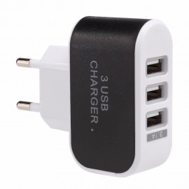 2018 EU Plug 3.1A Triple USB 3 Ports Wall Home Travel AC Charger Adapter for Mobile phone Battery charger High quality Black