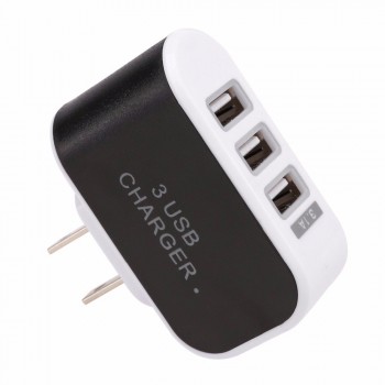 2018 EU Plug 3.1A Triple USB 3 Ports Wall Home Travel AC Charger Adapter for Mobile phone Battery charger High quality Black