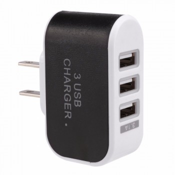2018 EU Plug 3.1A Triple USB 3 Ports Wall Home Travel AC Charger Adapter for Mobile phone Battery charger High quality Black