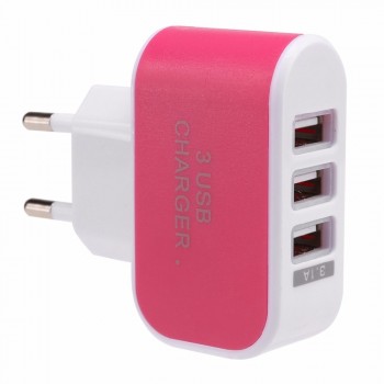 2018 EU Plug 3.1A Triple USB 3 Ports Wall Home Travel AC Charger Adapter for Mobile phone Battery charger High quality Black