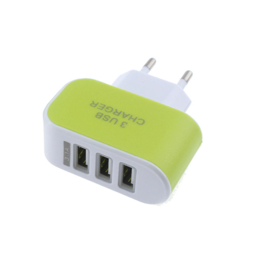 EPULAFashion 3.1A Triple USB Port Wall Home Travel AC Mobile Fast Charger Adapter For Samsung For Apple EU Plug