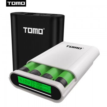 2018 TOMO T4 18650 Power Bank Battery Box Charger 2 Usb Ports 5V2A Charging 18650 lithium batteries LCD Screen Charger Case