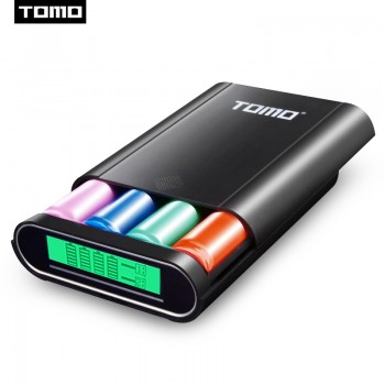 2018 TOMO T4 18650 Power Bank Battery Box Charger 2 Usb Ports 5V2A Charging 18650 lithium batteries LCD Screen Charger Case