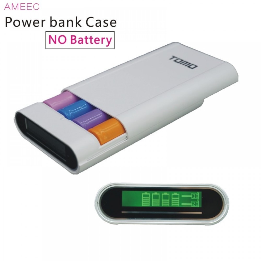 TOMO M4 18650 3.7V Li ion Battery Charger Case Power Bank Box Charge For 18650 Batteries Dual USB 5V2A Black ( Not Battery )