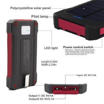 HK Liitokala Lii-D003 Solar Portable Batteries 20000mAh Dual USB Lighters Phone Charger Portable External Battery For Phone
