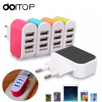 DOITOP Universal 3.1A 3 Port USB Wall Home Travel AC Fast Charging Charger Adapter 3 USB Charger US/EU Plug for iphone samsung