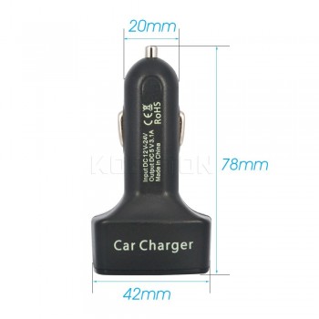 New 2-port Mini12-24V 4 in 1 Car Charger Dual DC5V 3.1A USB with Voltage/temperature/Current Meter Tester Adapter