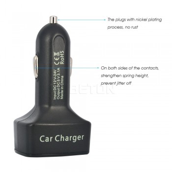 New 2-port Mini12-24V 4 in 1 Car Charger Dual DC5V 3.1A USB with Voltage/temperature/Current Meter Tester Adapter