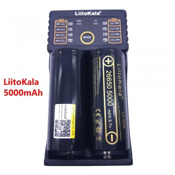 LiitoKala Lii-202 battery charger+2pcs HK LiitoKala Lii-50A 26650 5000mah Rechargeable battery for flashlight,40-50A discharge