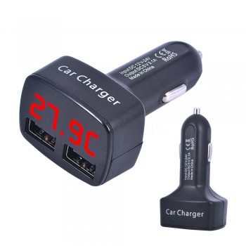 kebidu 4 in  1 Car Charger Adapter USB Charge DC 5V 3.1A Blue Red LCD Digital Display Car Charging for Phones for iPad for iPod