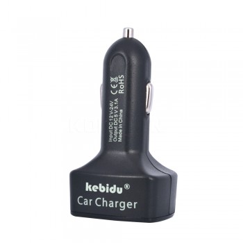 kebidu 4 in  1 Car Charger Adapter USB Charge DC 5V 3.1A Blue Red LCD Digital Display Car Charging for Phones for iPad for iPod