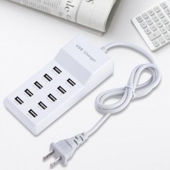 US/EU Plug 5V/10A 10-Port Smart USB Fast Wall Charging Charger Power Adapter Station MAX Output For Xiaomi for Samsung