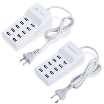 US/EU Plug 5V/10A 10-Port Smart USB Fast Wall Charging Charger Power Adapter Station MAX Output For Xiaomi for Samsung