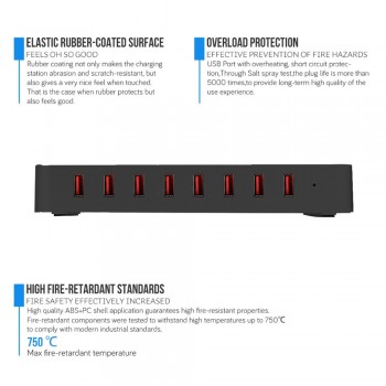 Desktop Smart USB Charger 8 Ports 96W USB Power Charging Station Dock with Stand EU US AU UK Plug for Smartphone Tablet PC