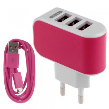 EPULA 3.1A Triple USB Port Wall Home Travel AC Charger Adapter EU + Micro USB Cable For iphone series, ipad, ipod, Samsung