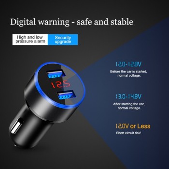Dual USB Car Charger LED Display Power USB Adapter Cigarette Lighter Socket Car Charger Mobile Phone  MP3  Car  Charger