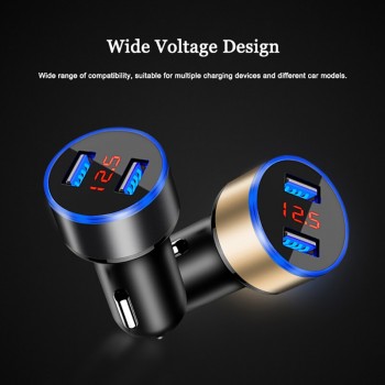 Dual USB Car Charger LED Display Power USB Adapter Cigarette Lighter Socket Car Charger Mobile Phone  MP3  Car  Charger