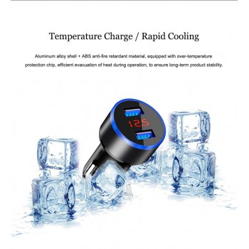 Dual USB Car Charger LED Display Power USB Adapter Cigarette Lighter Socket Car Charger Mobile Phone  MP3  Car  Charger