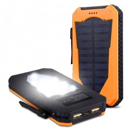 Solar Power Bank 20000mAh Dual USB Cigarette Lighter Phone Charger Portable External Battery for Phone