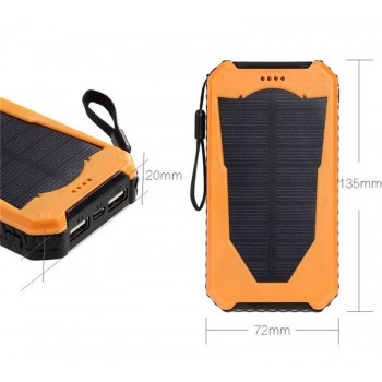 Solar Power Bank 20000mAh Dual USB Cigarette Lighter Phone Charger Portable External Battery for Phone