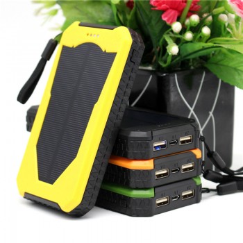 Solar Power Bank 20000mAh Dual USB Cigarette Lighter Phone Charger Portable External Battery for Phone